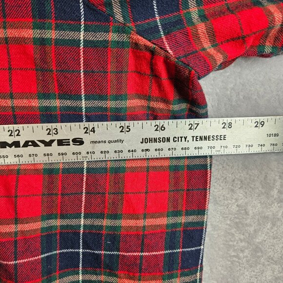 Old Navy Red Navy Plaid Flannel Pajama Set 3X Button-Up Top Drawstring Pants - Picture 7 of 13
